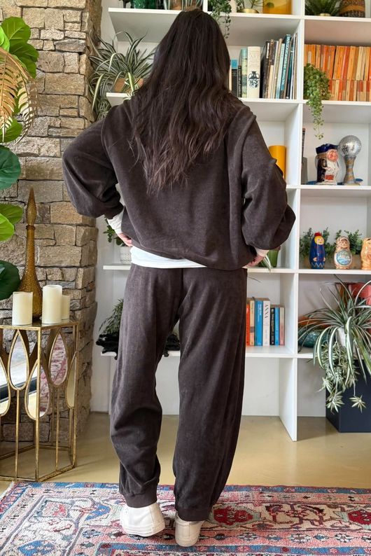 Terry B Lantern Sleeve Sweatshirt Coffee Bean